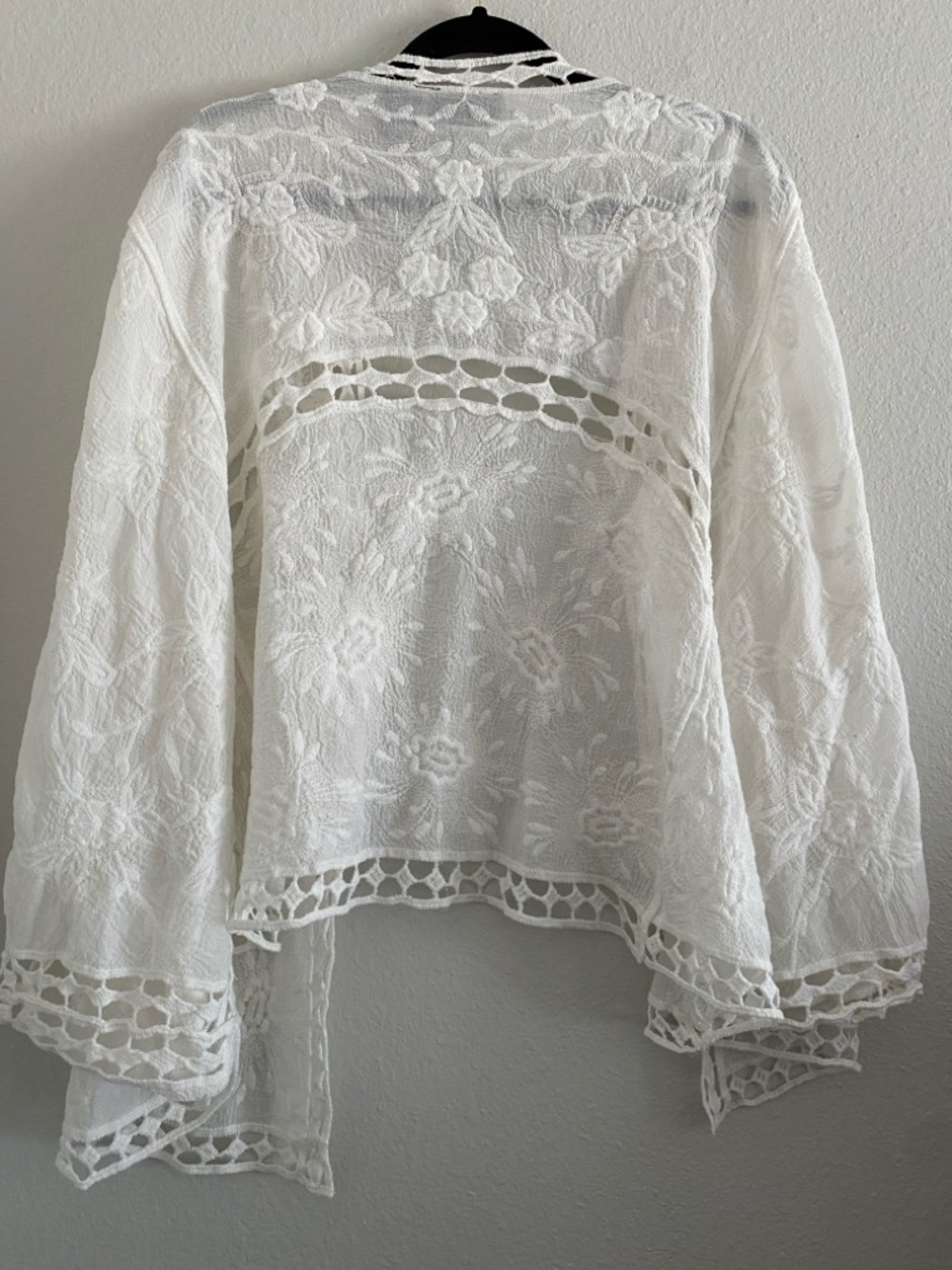 Liv Los Angeles Kimono Jacket White Embroidered Boho Festival - Picture 2 of 4